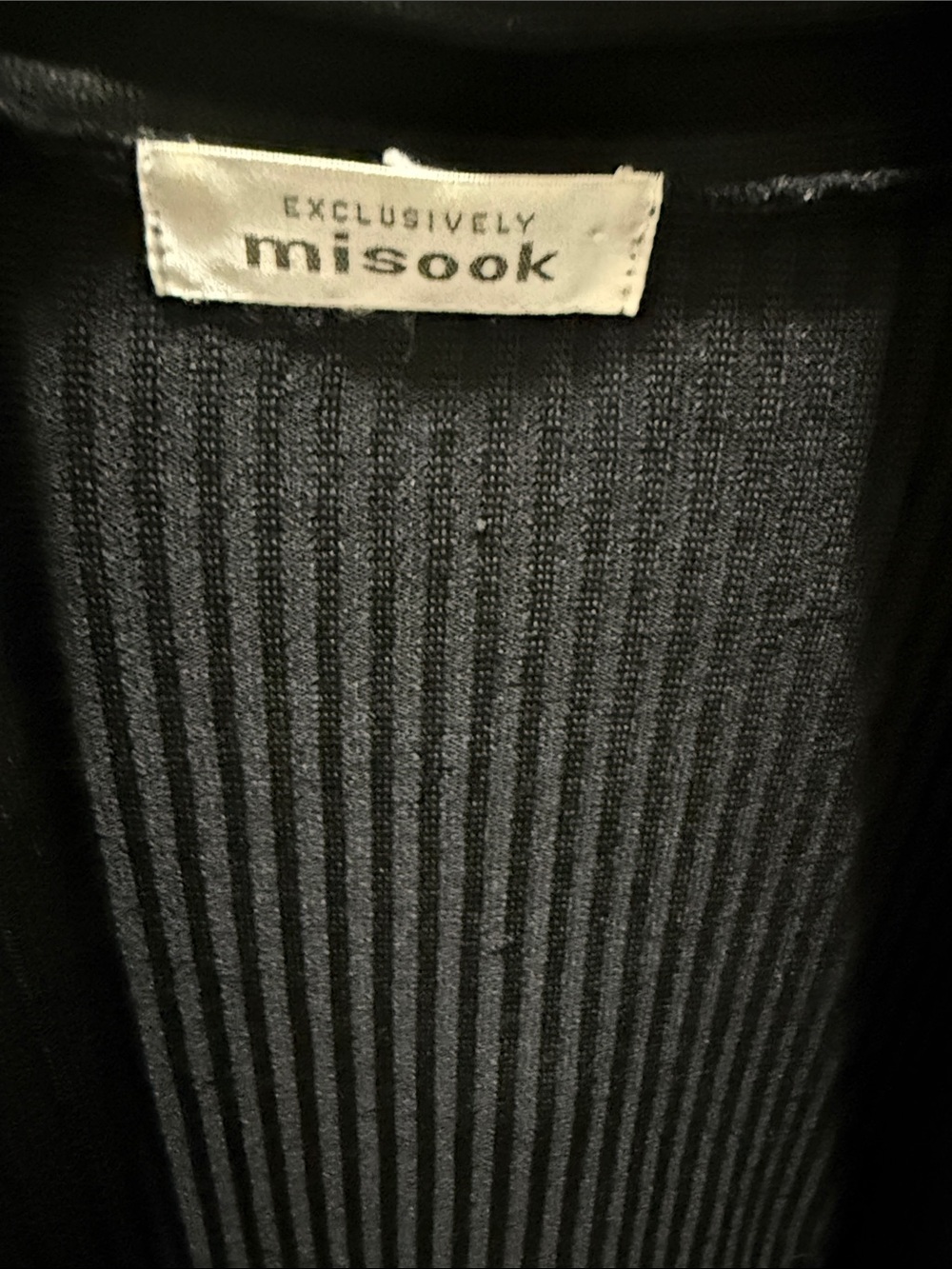 Misook Black Ribbed Open-Front Cardigan. - Picture 2 of 4